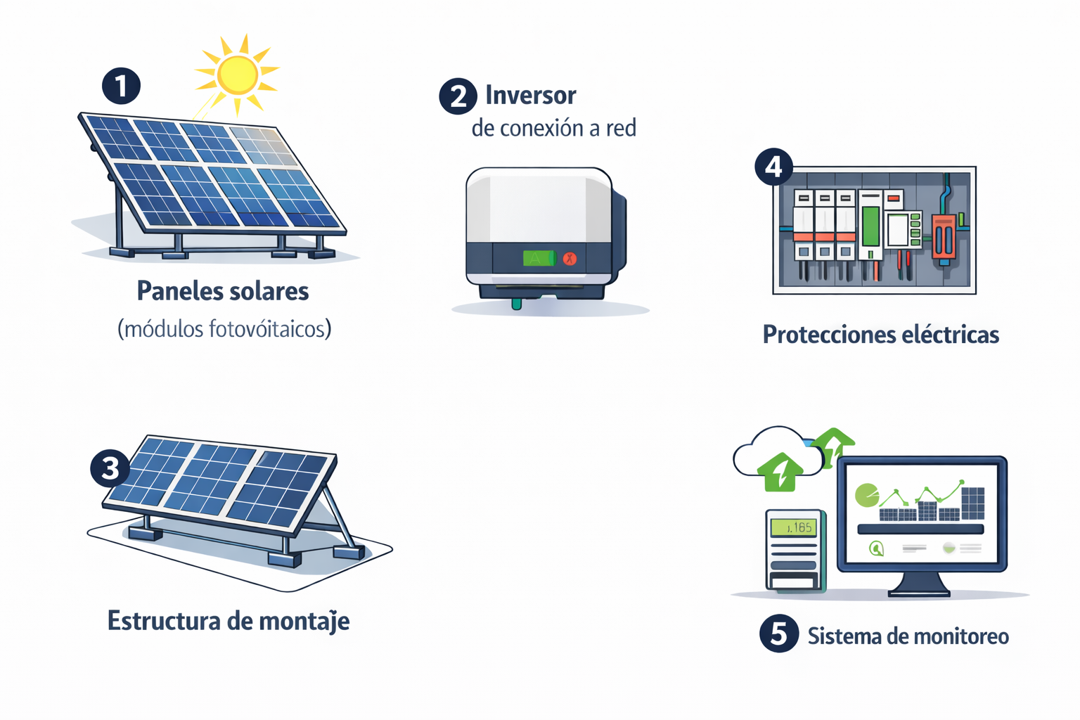 Esquema de sistema fotovoltaico on-grid